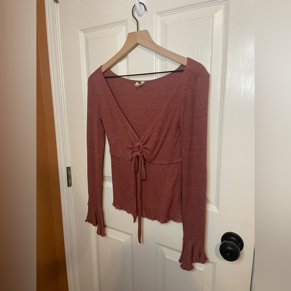 Free People Say When Long Sleeve in Dusty Mauve Size Small - Picture 3 of 8